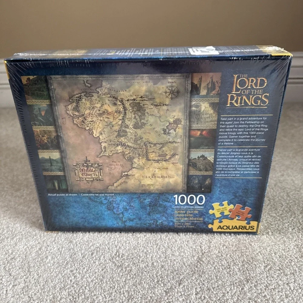 Aquarius Lord of The Rings 1000 Piece Middle Earth Map Jigsaw Puzzle New Sealed